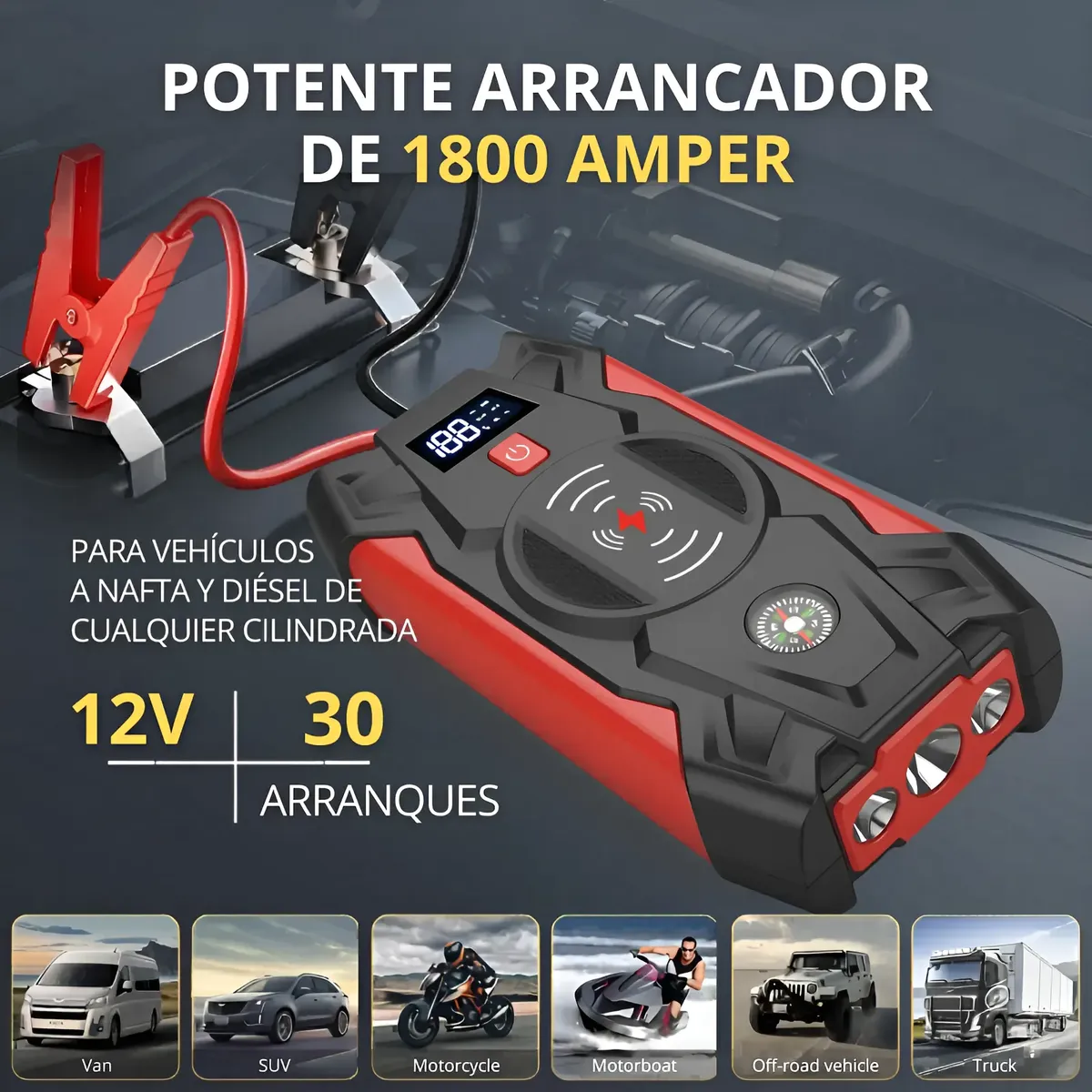 Arrancador e Inflador de Aire Portatil